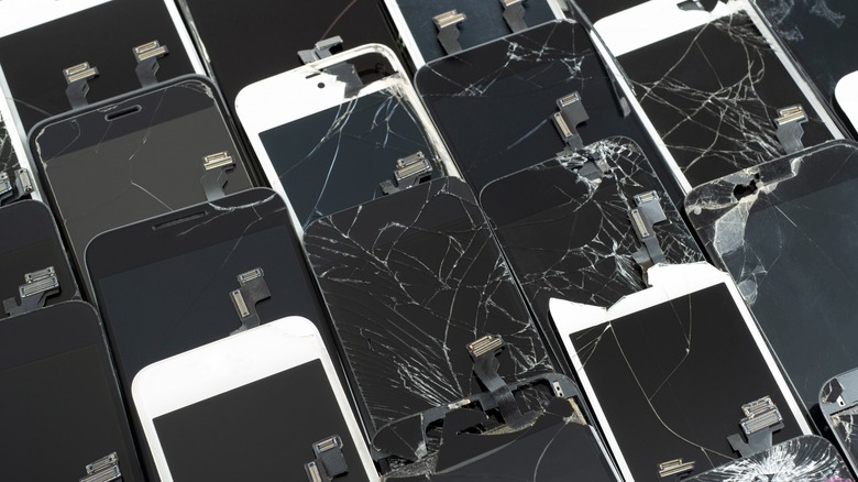 Old and damaged cell phones