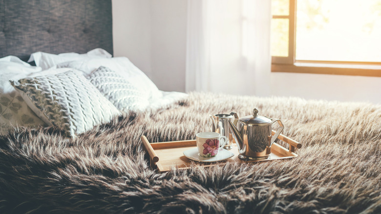 Brown fluffy blanket