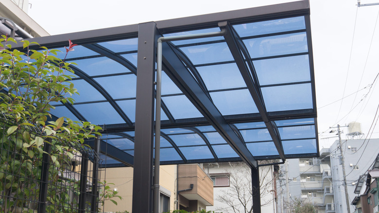 light blue carport