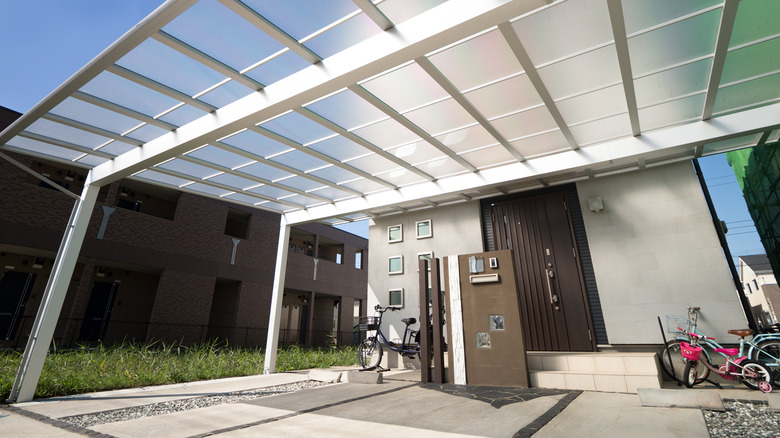 modern white carport