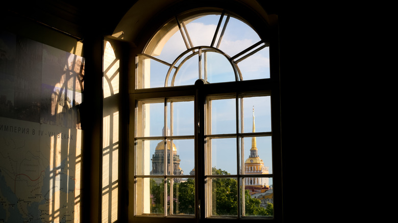 Unadorned arched window