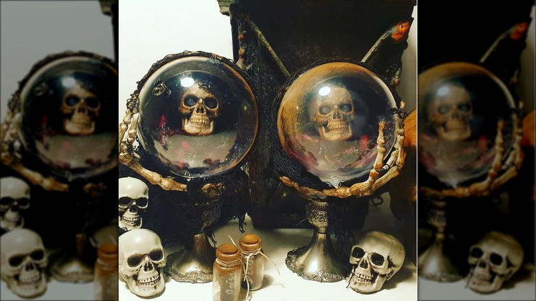 crystal balls with skulls