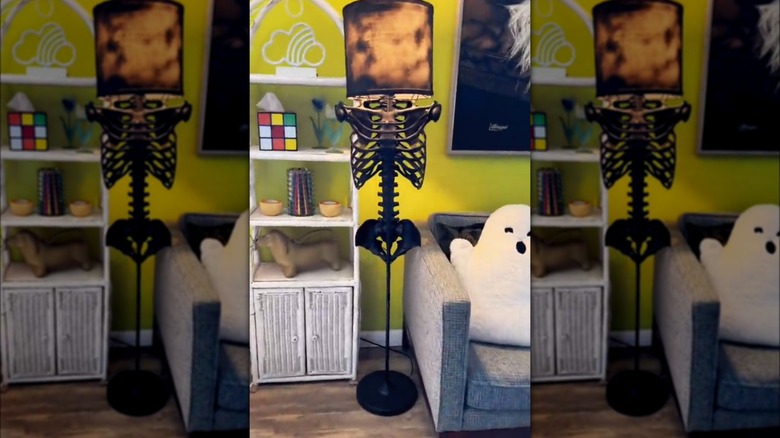 skeleton lamp in a living room