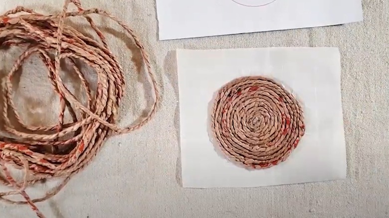 Coasters made from twine twisted from strips of plastic bags