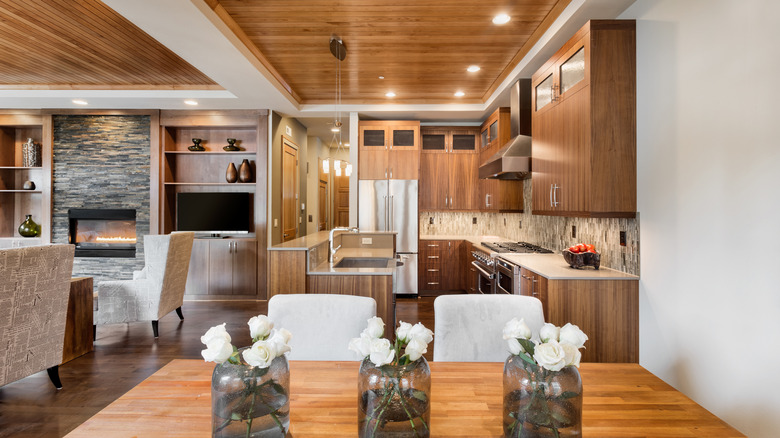 wood strip tray ceiling