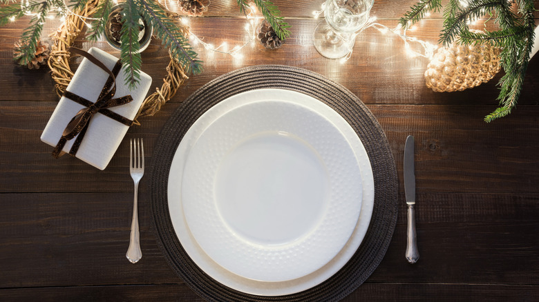 garland with lights on table