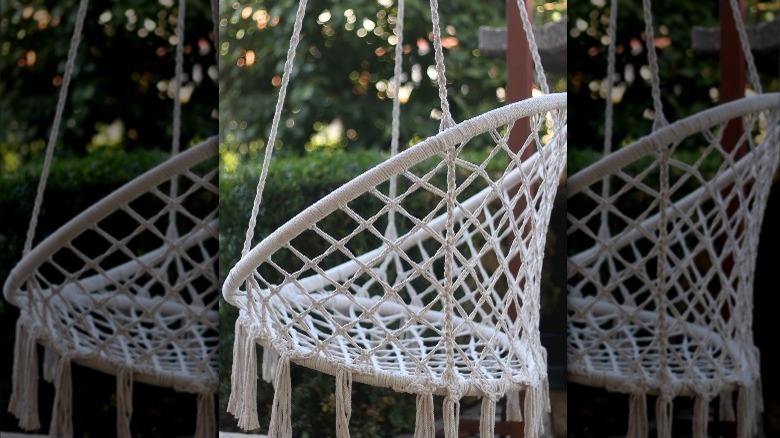 hanging woven lawn chair