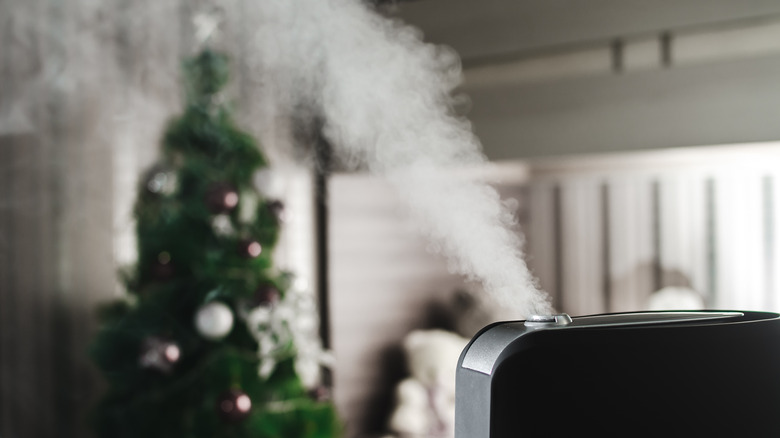 humidifier near a Christmas tree