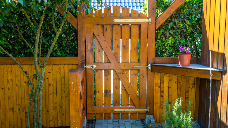 Wooden fence gate