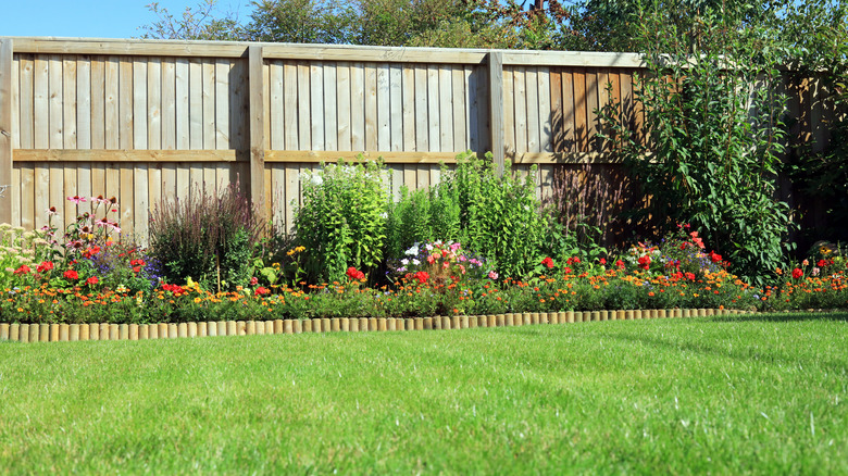 Fence with flowers and landscaping