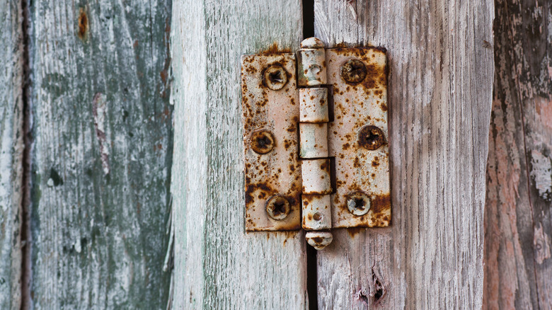 Door with rusted hinges