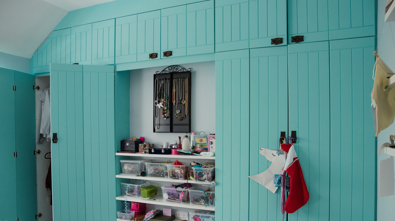 Bright teal closets