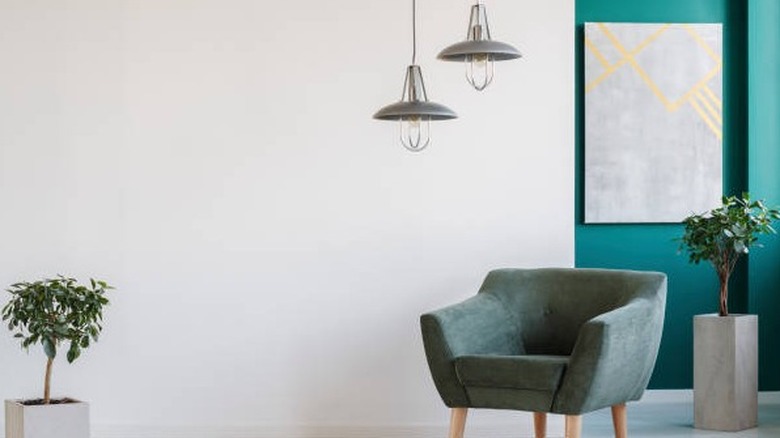 Teal accent wall 