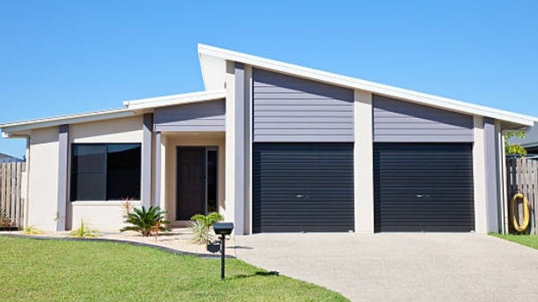 Navy blue garage doors