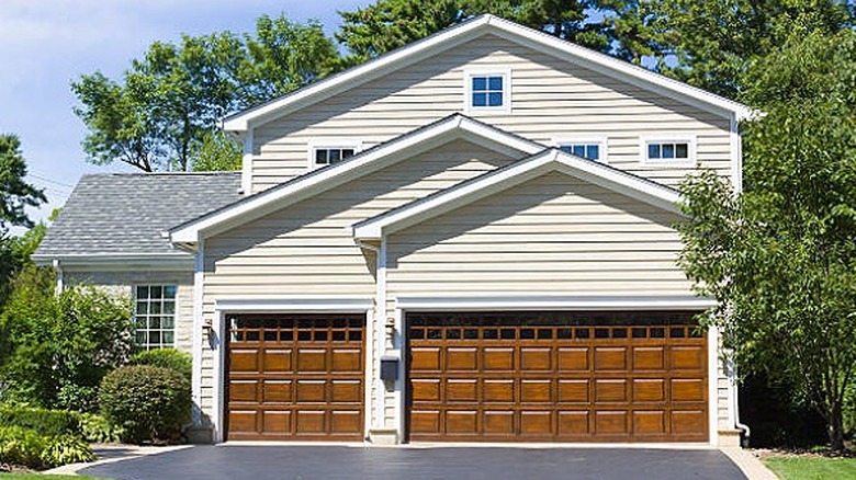 Brown two-car garage doors