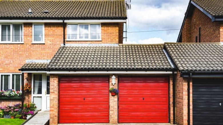 Vibrant red orange garage