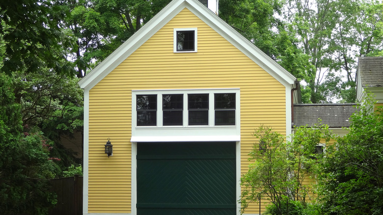 Yellow attached garage