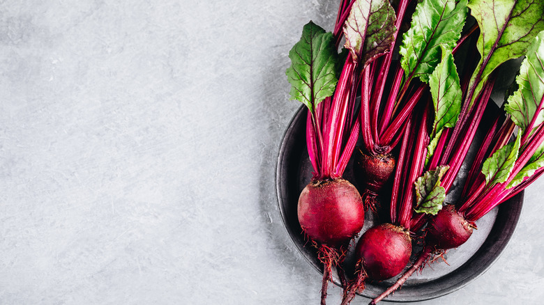 Beets in cast iron pan