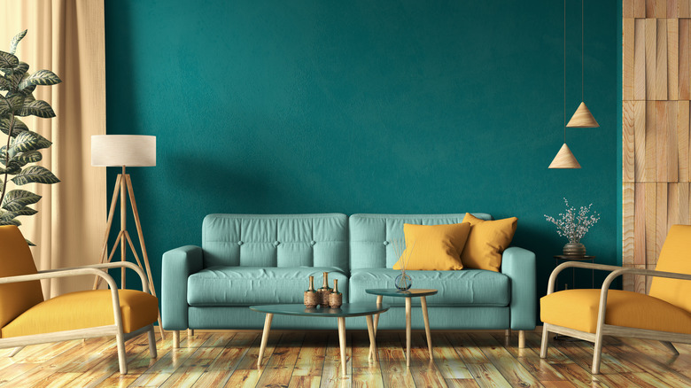 Blue and yellow midcentury design