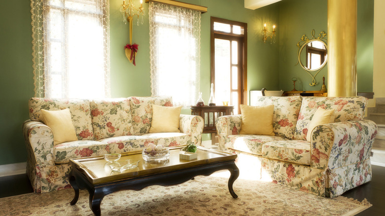 Two floral couches living room