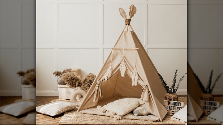 beige teepee tent for kids