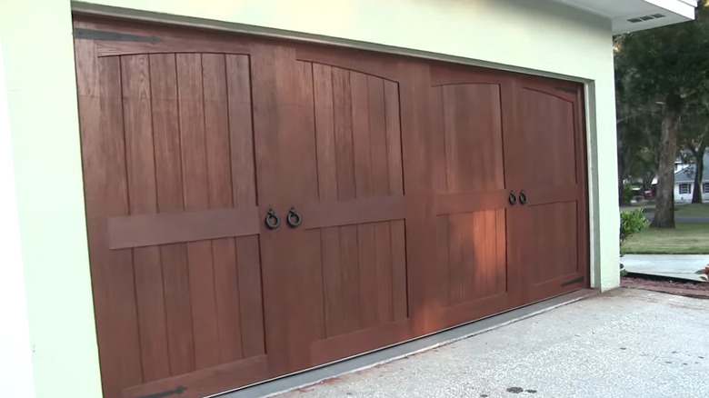 brown barn-style garage doors