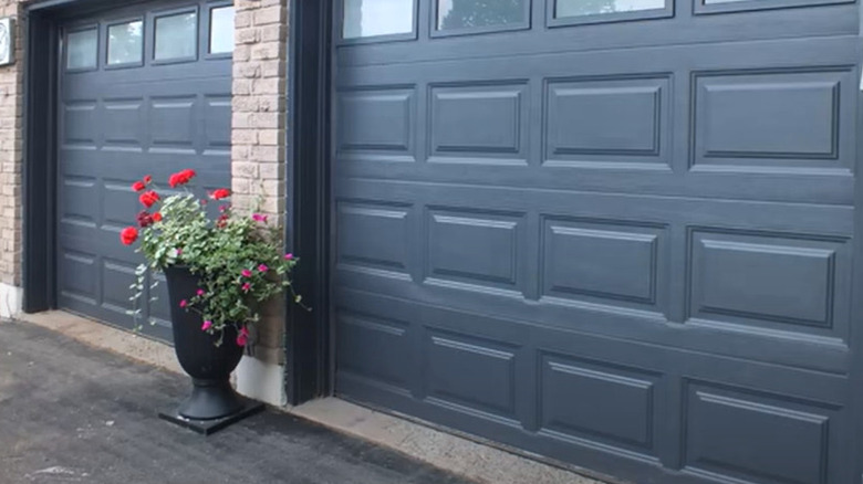 charcoal garage doors with windows