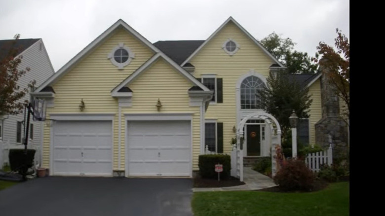 double garage doors painted white