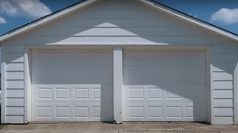 two-car garage with white doors