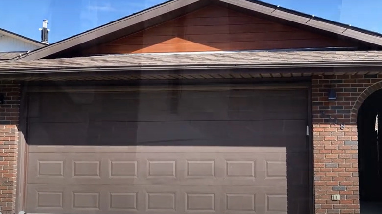 dark garage flanked by arch