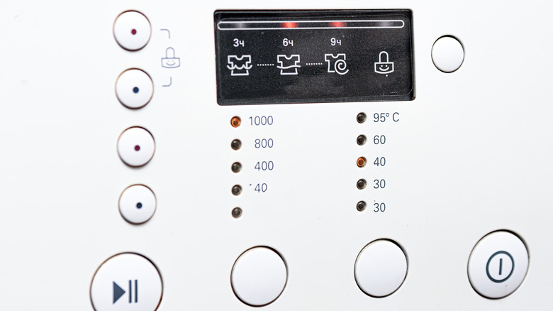 control panel on washing machine