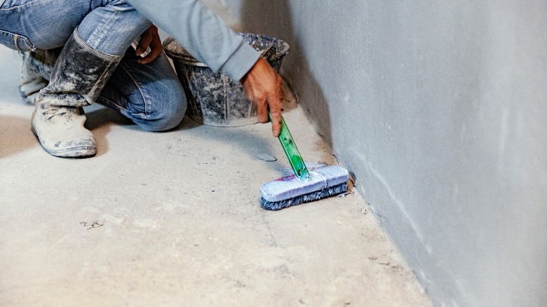 Sweeping a concrete floor