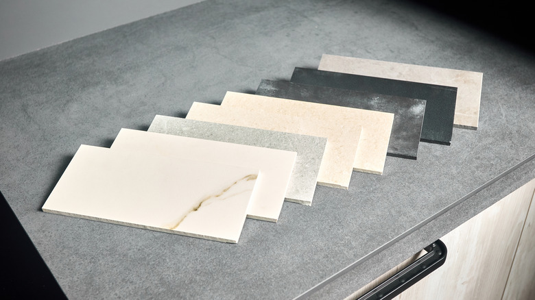 Samples of marble flooring