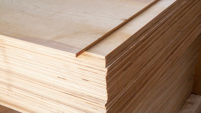 stacks of plywood