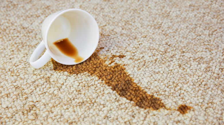 spilled cup of coffee on carpet