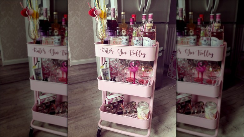 pink Ikea bar cart