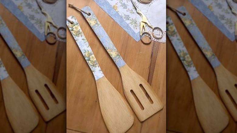 wooden spatula covered in paper