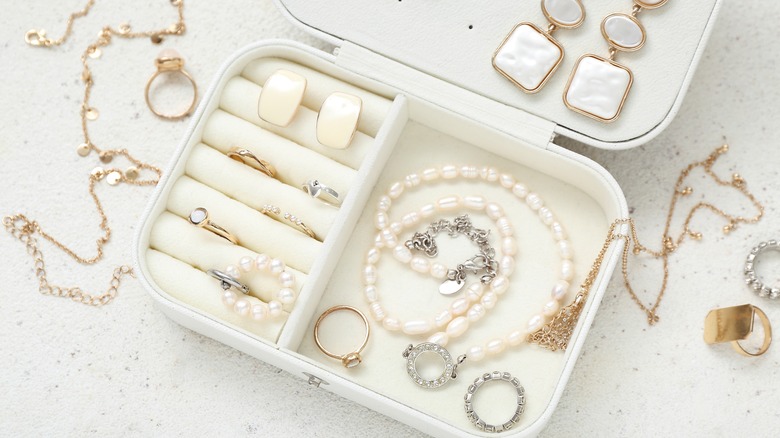 Jewelry in white jewelry box