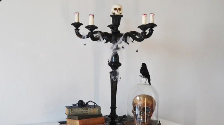 halloween candle holder made from light fixture