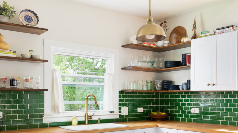 floating corner shelves in kitchen