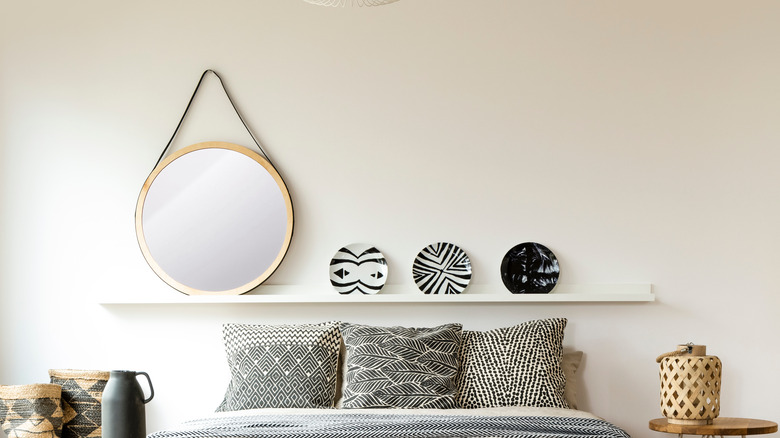 modern gray bedroom walls with warm decor