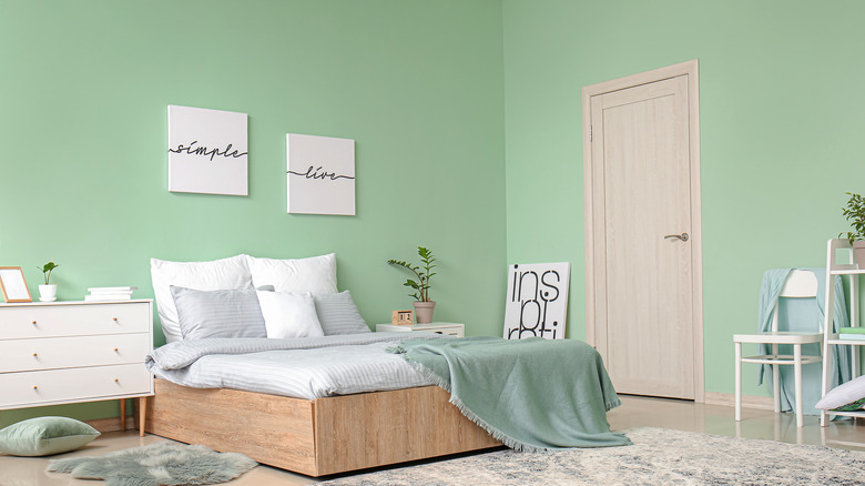 mint green bedroom