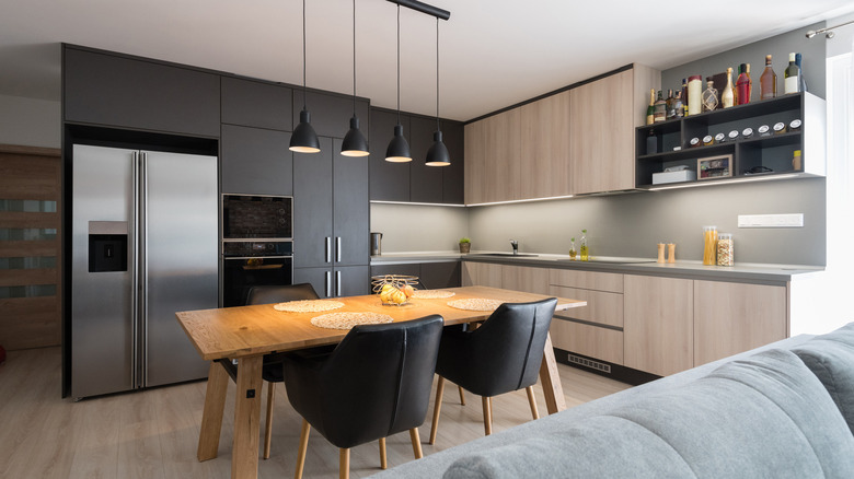 modern kitchen with wood