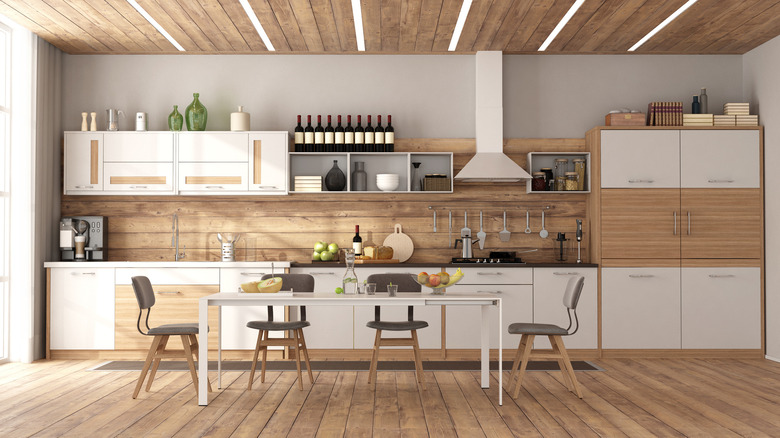 kitchen with white and wood