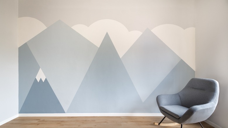 Mountain painted wall mural