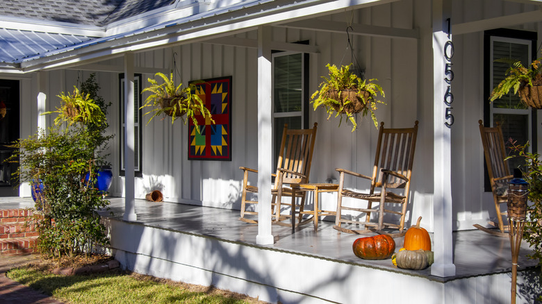 Hanging plants on front porch