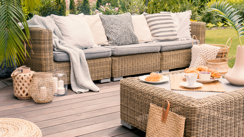 porch furniture with pillows