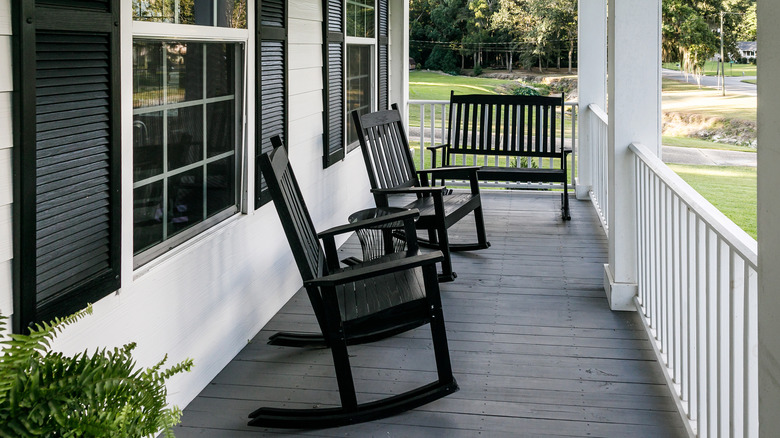 country porch with rocking chairs