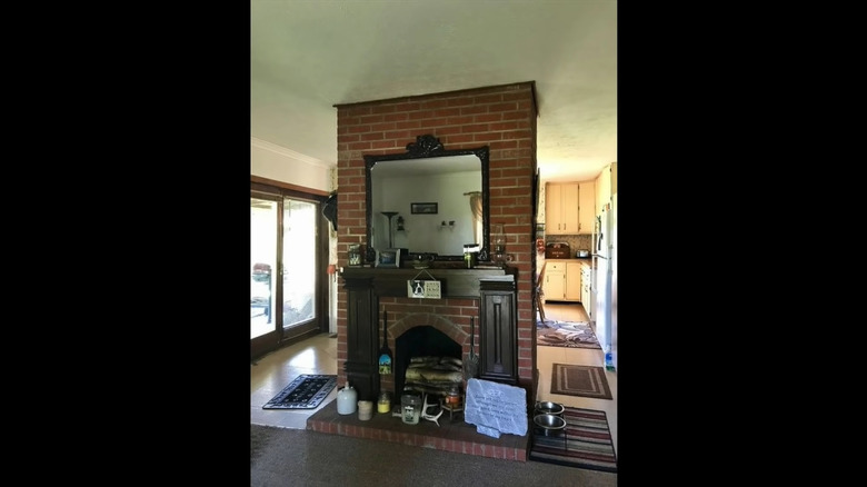 Fireplace messy room