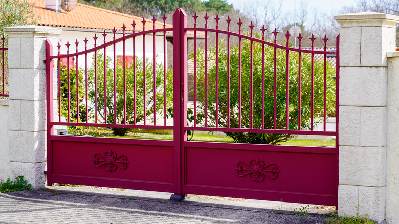 house with red gate